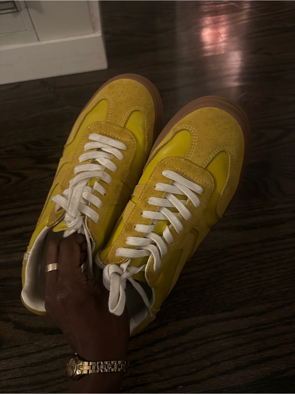 Steve Madden Yellow Suede & Leather Women's Sneakers